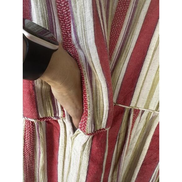 FAHERTY Lanai Linen Cotton Blend Striped Boho Sleeveless Tie Shoulder Dress XL - Picture 10 of 16